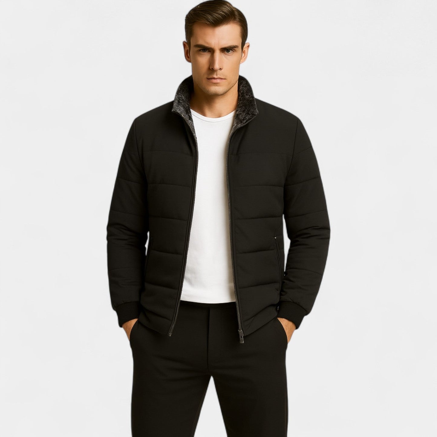 Arden | Men’s Quilted Winter Jacket with Fur-Lined High Collar