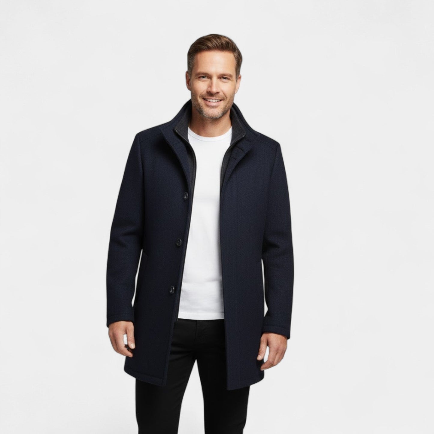 Eldran | Men’s Wool Mid-Length Double Collar Coat