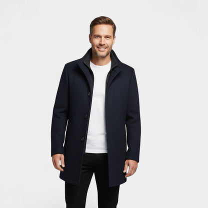 Eldran | Men’s Wool Mid-Length Double Collar Coat