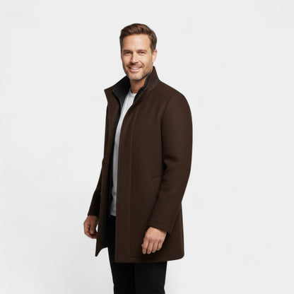 Eldran | Men’s Wool Mid-Length Double Collar Coat