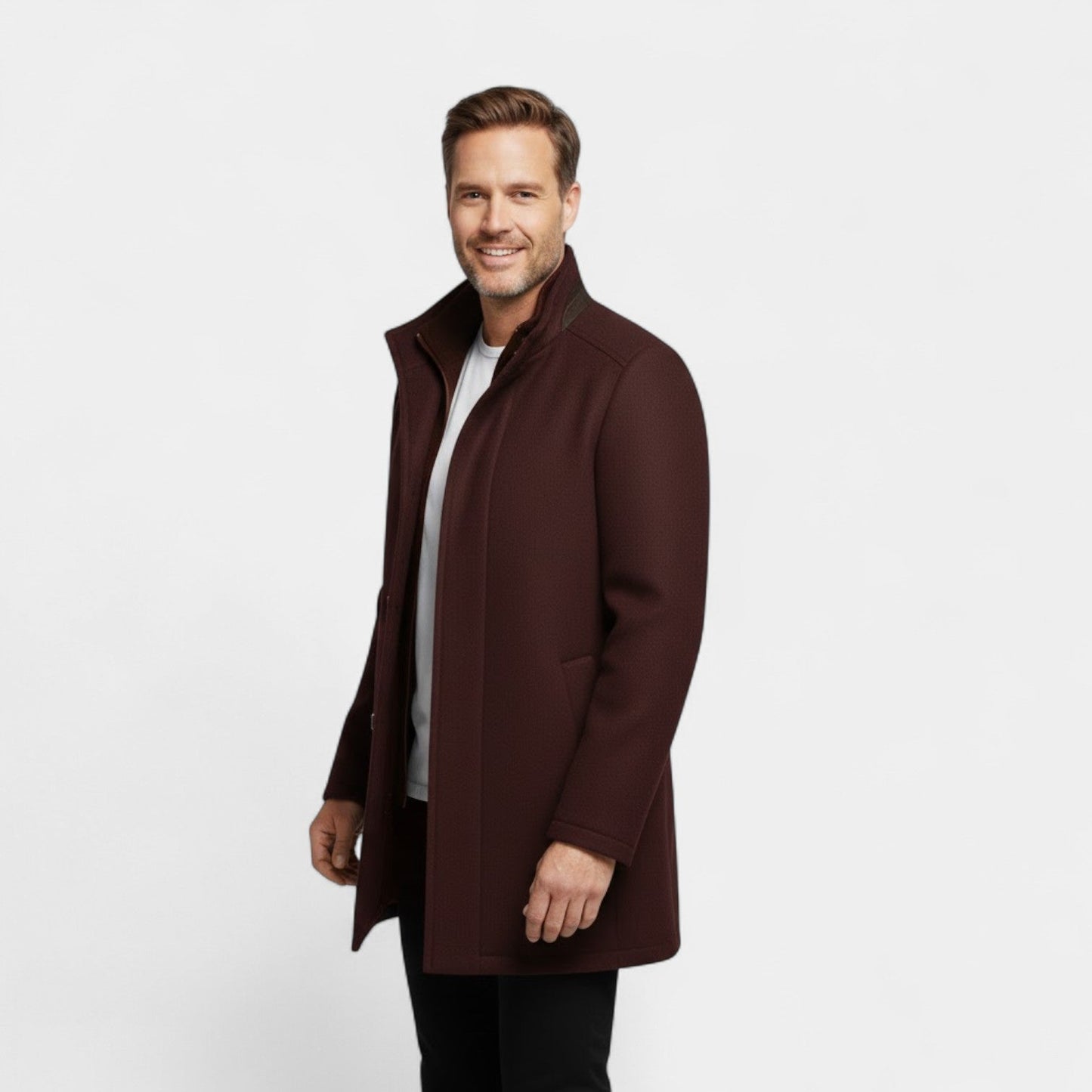 Eldran | Men’s Wool Mid-Length Double Collar Coat