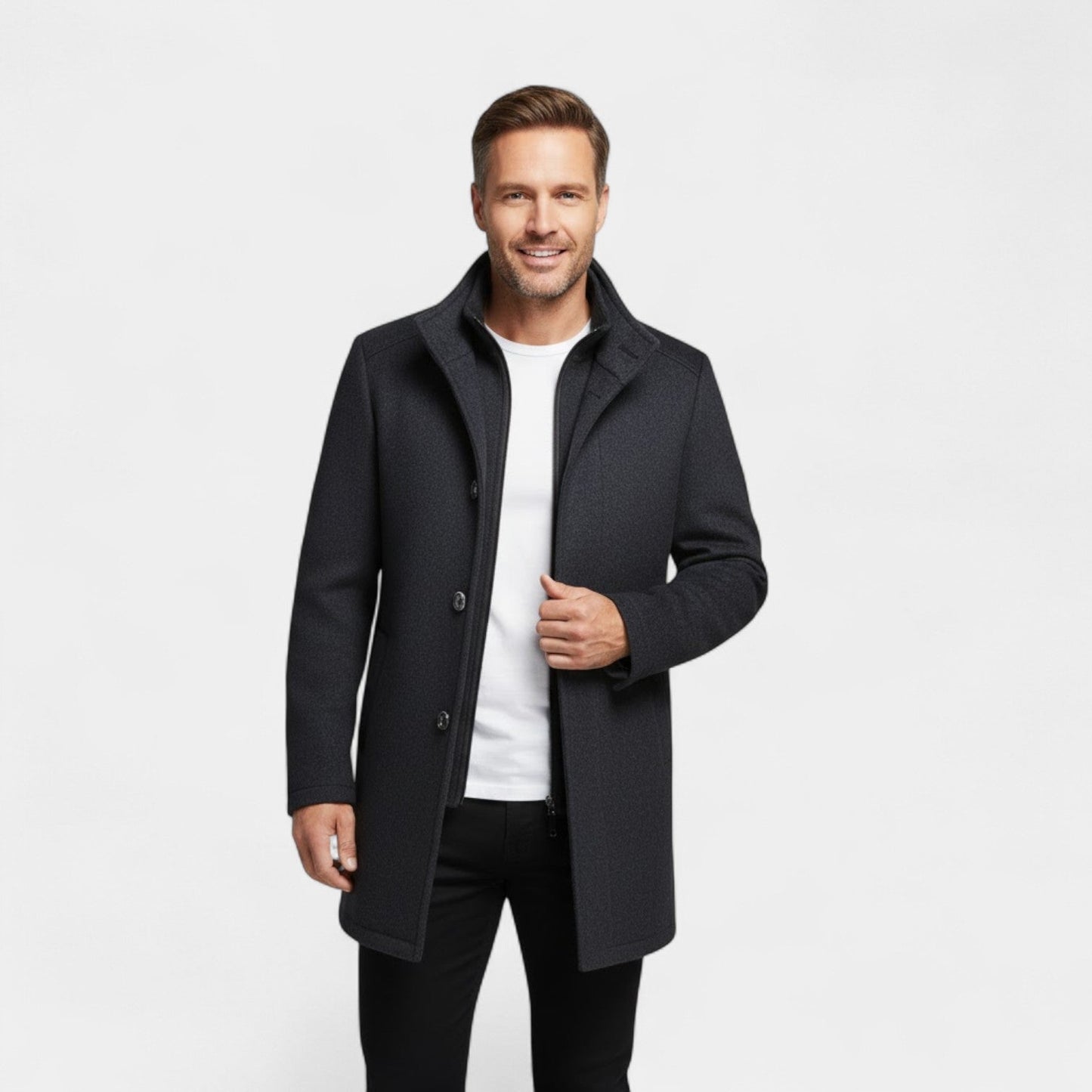 Eldran | Men’s Wool Mid-Length Double Collar Coat