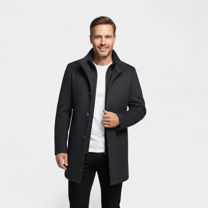 Eldran | Men’s Wool Mid-Length Double Collar Coat