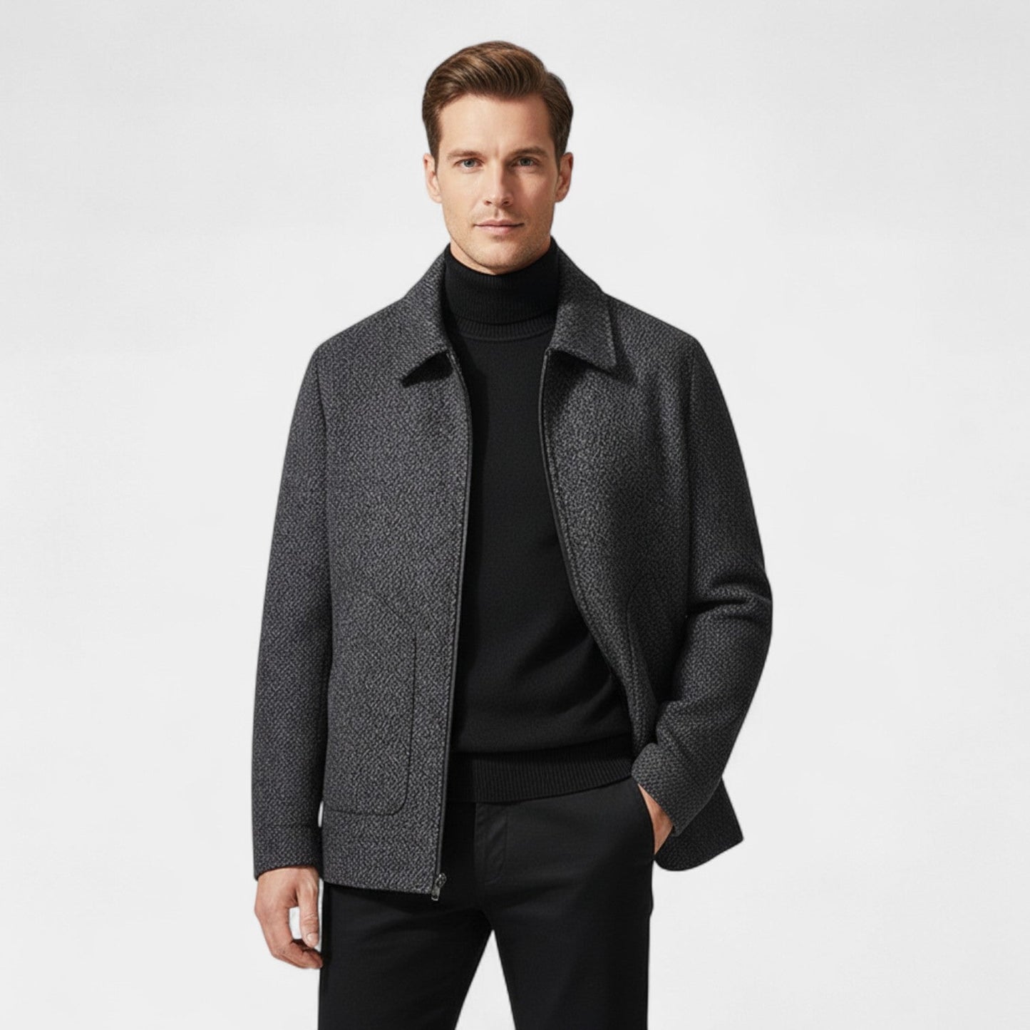Lorenzo | Men’s Wool Blend High Collar Overcoat