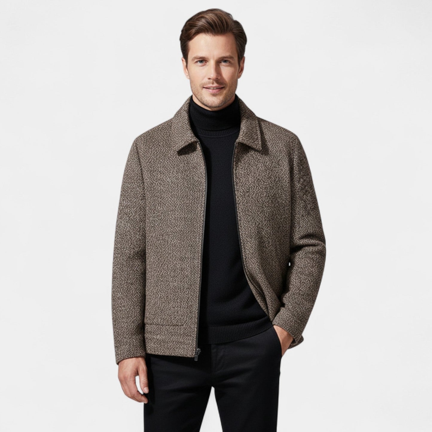 Lorenzo | Men’s Wool Blend High Collar Overcoat
