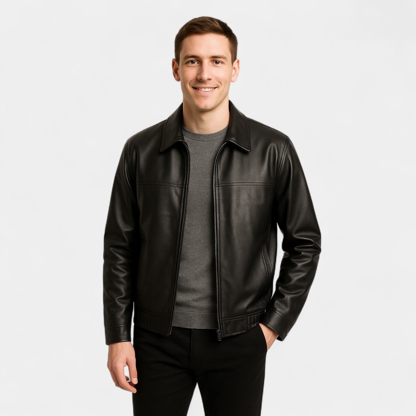 Riche Cote | Men’s Slim Fit PU Leather Coat