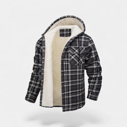 Velmont | Men’s Plaid Fleece-Lined Hooded Jacket