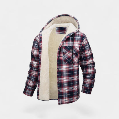 Velmont | Men’s Plaid Fleece-Lined Hooded Jacket