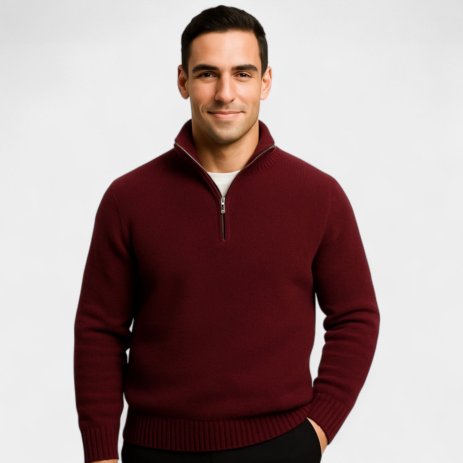 Velmont | Men’s Thermal Cotton Blend Quarter-Zip Sweater