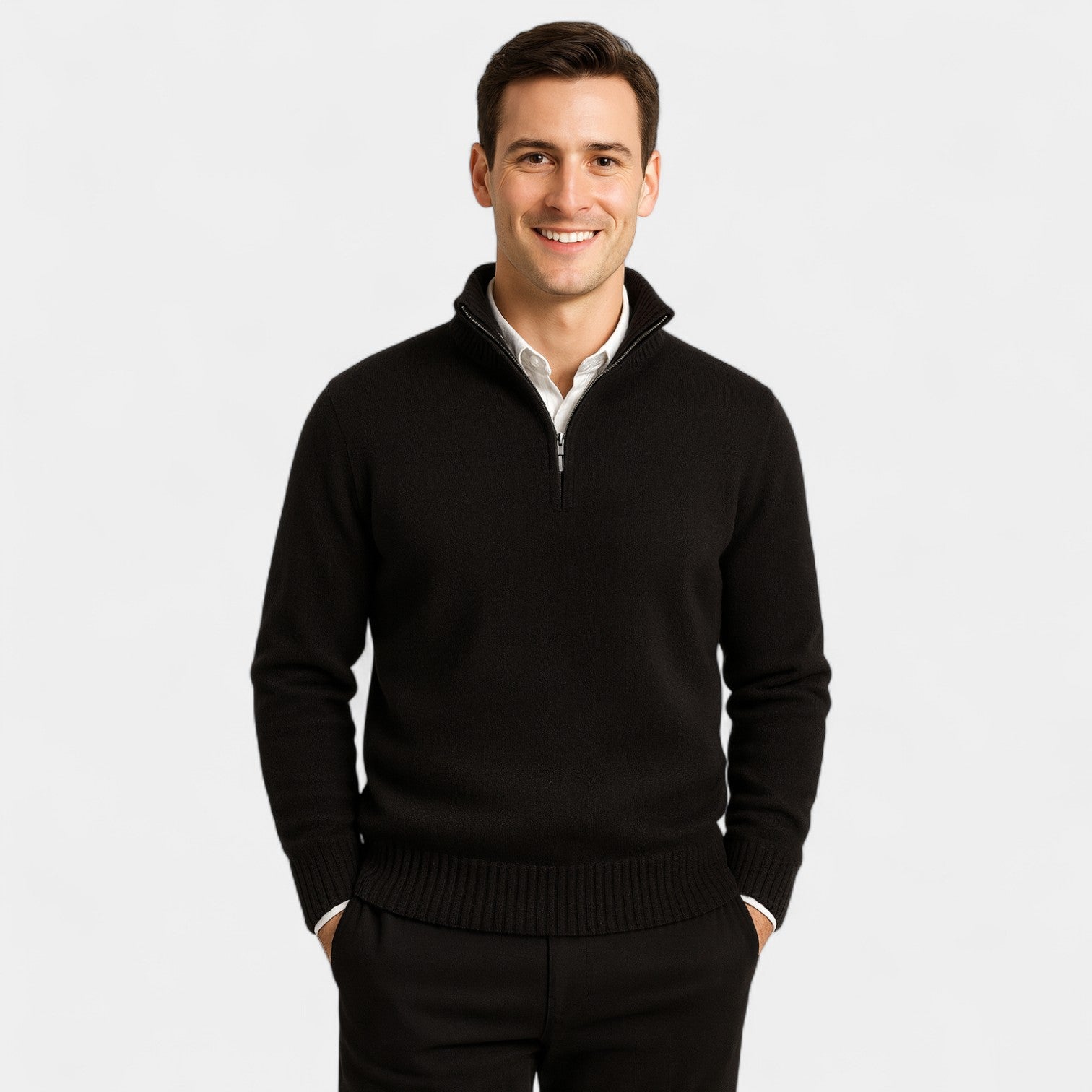 Velmont | Men’s Thermal Cotton Blend Quarter-Zip Sweater